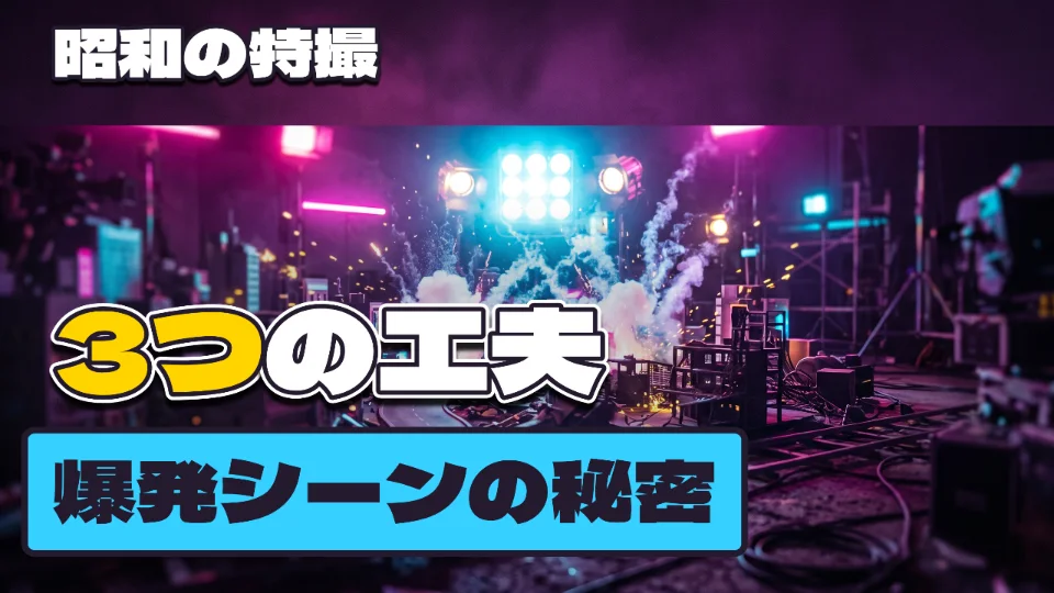「昭和の特撮 / 3つの工夫 / 爆発シーンの秘密」と打ってつくったサムネイル