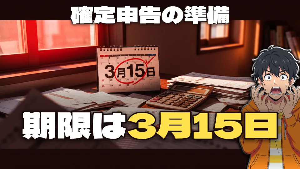 「確定申告の準備 / 期限は3月15日」と打ってつくったサムネイル